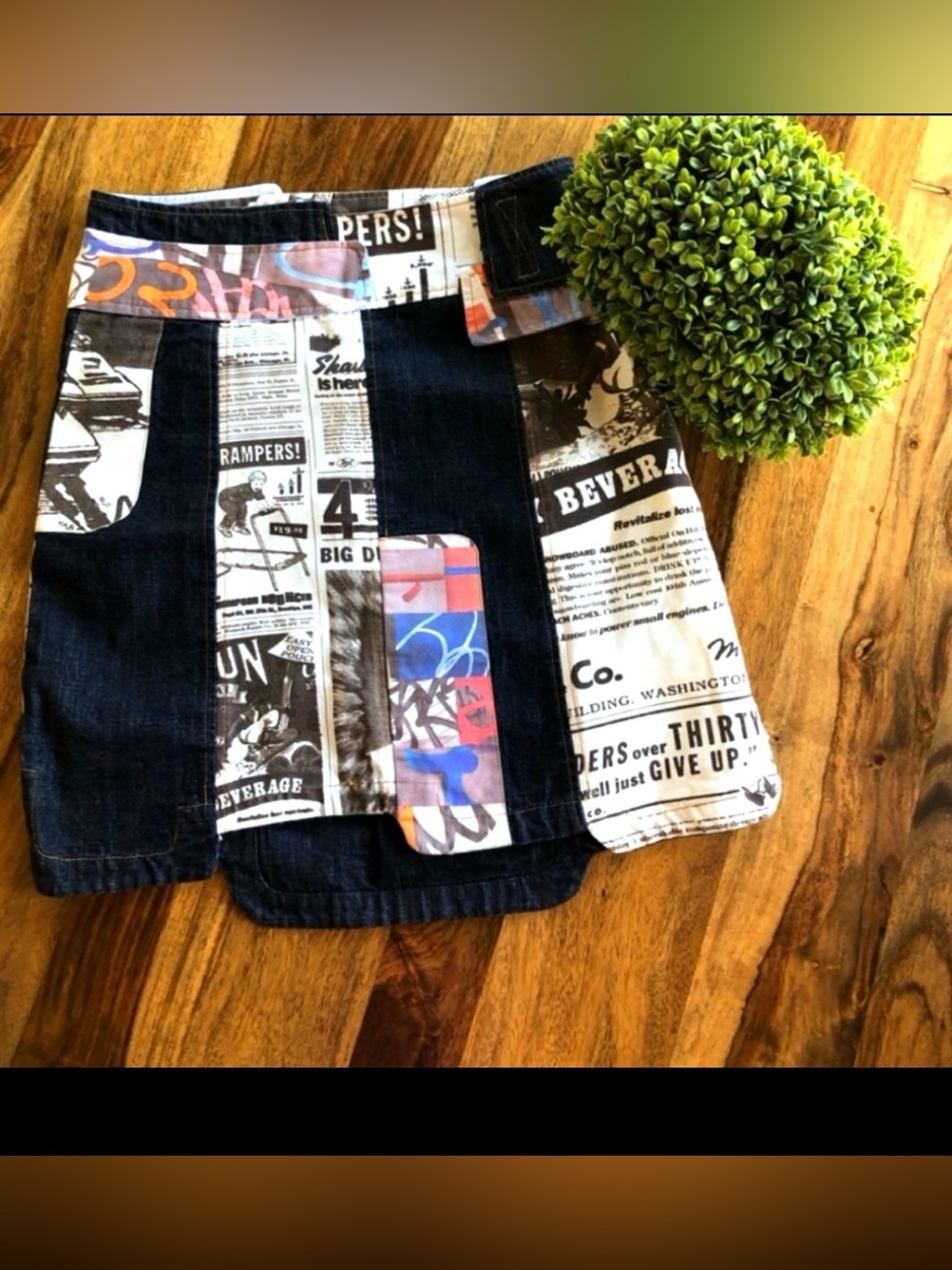 Custo Barcelona Patchwork Denim Mini Skirt in Black, White, Blue, Pink